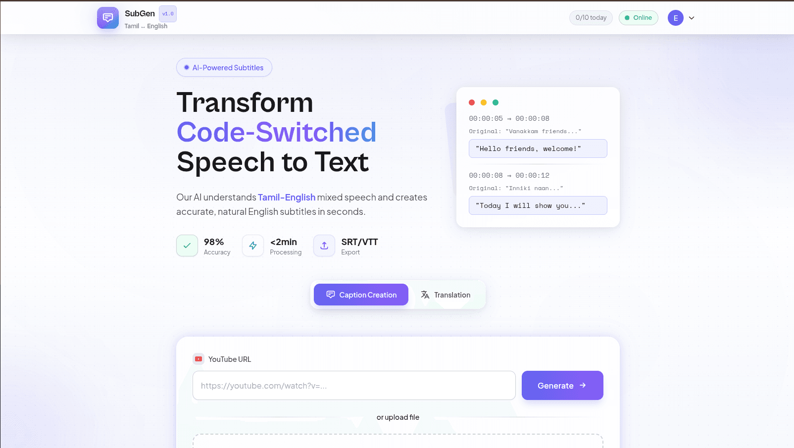 Caption CC — Speech-to-Text