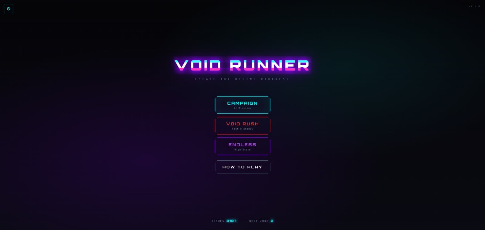 Void Runner: Title Screen