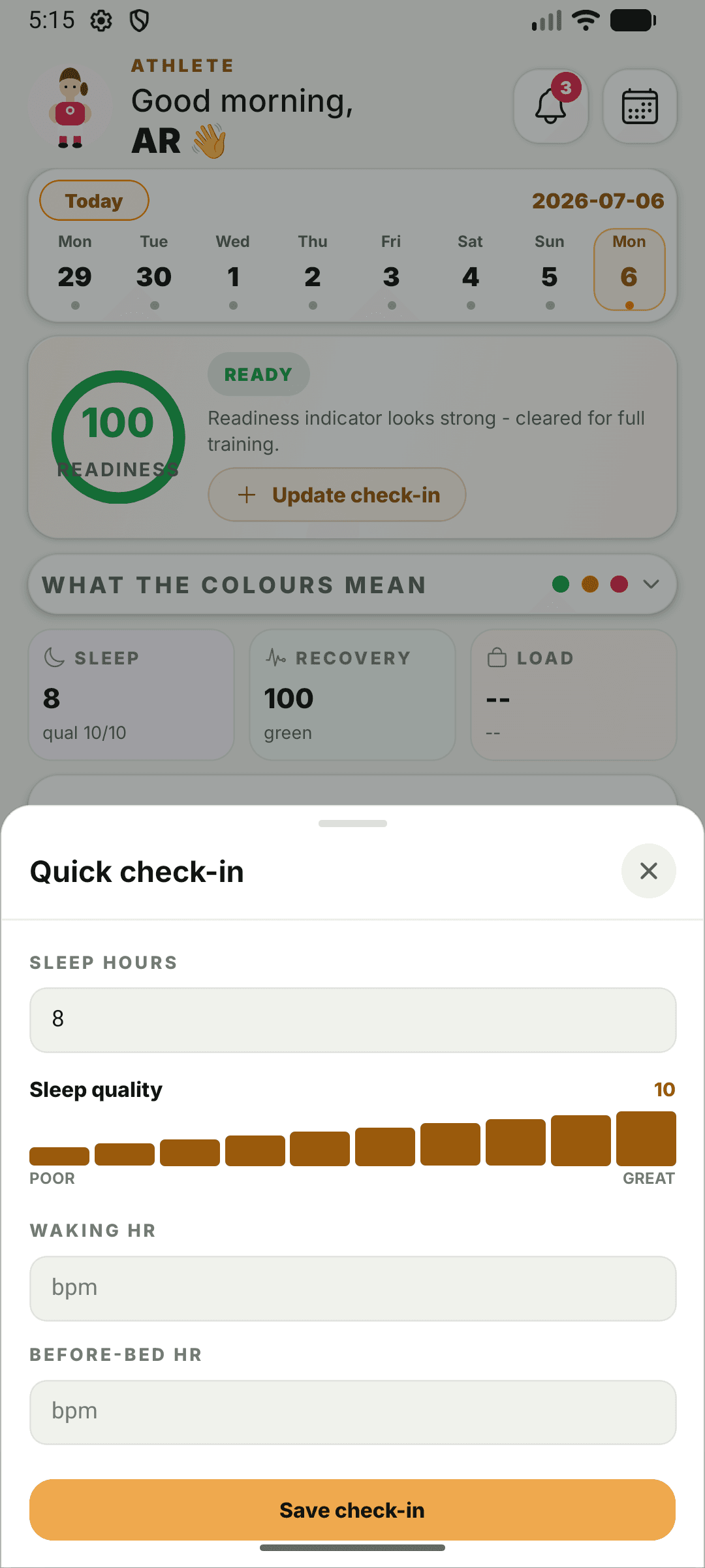 Apex: Daily Check-In & Readiness