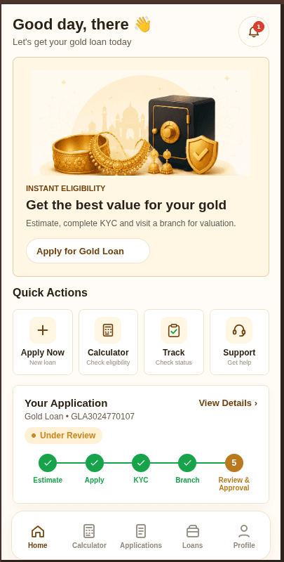 Kanaka Gold Loan: Loan Application Tracking