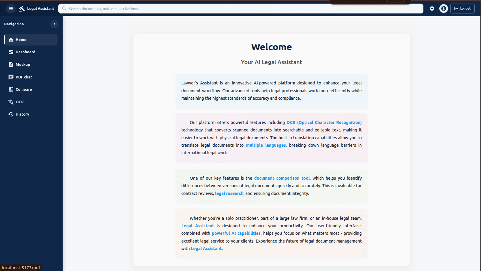 Legal Assistant: Welcome Portal
